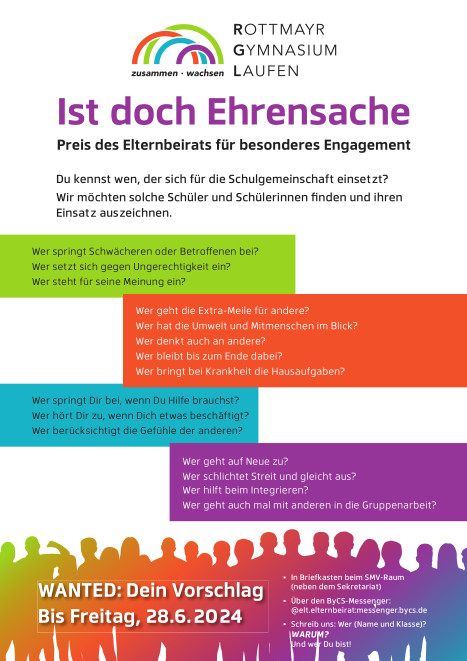 Plakat zum Elternbeiratspreis 2024